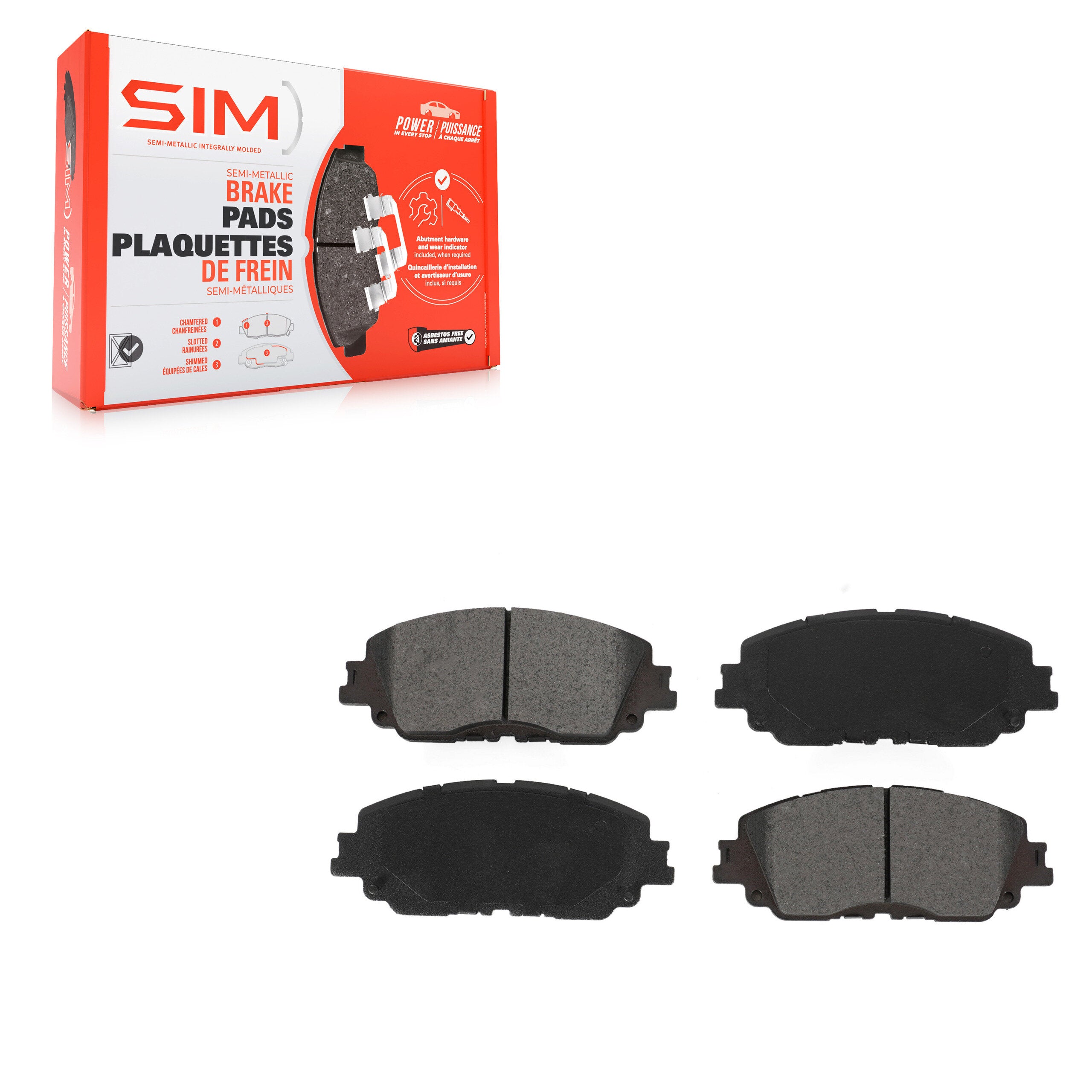 SIM SIM-2076 Disc Brake Pad for 2018-2025 Toyota Camry, Toyota Prius, Toyota Prius Prime - Front