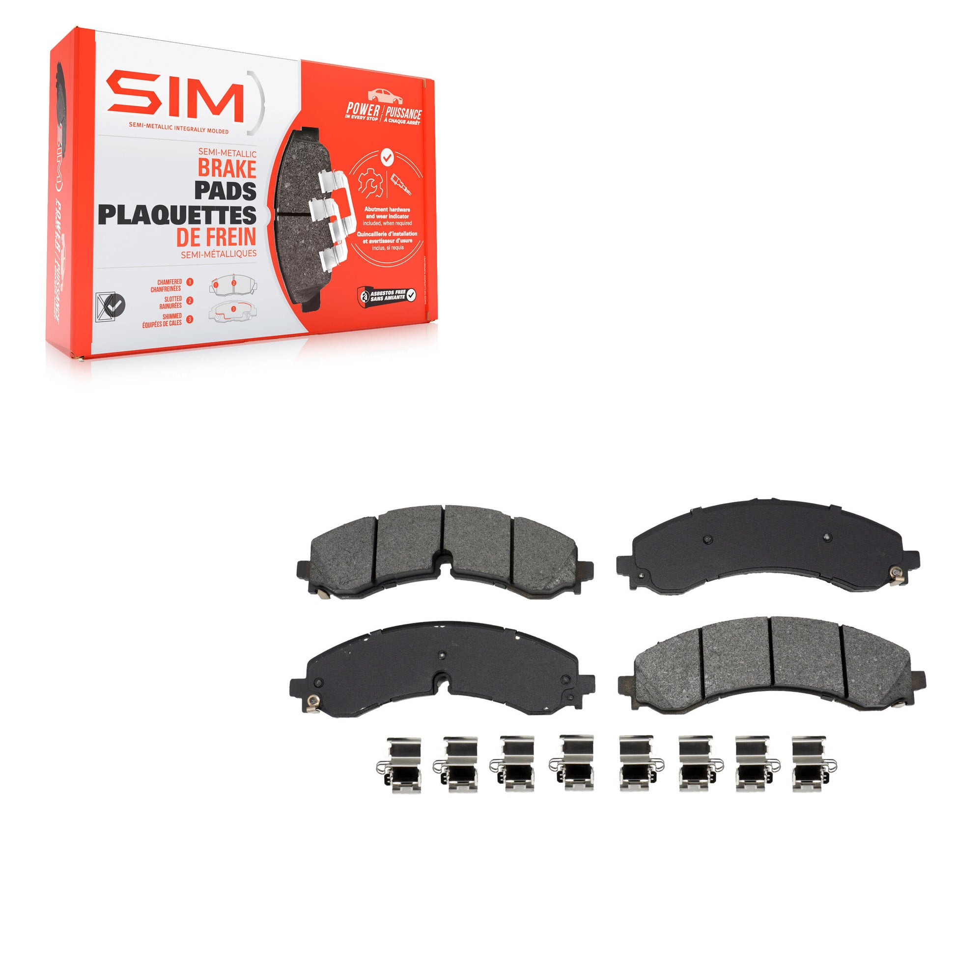 SIM SIM-2250 Disc Brake Pad for 2020-2024 Chevrolet Silverado EV, GMC Sierra EV, Chevrolet Silverado 3500 HD - Front, Rear