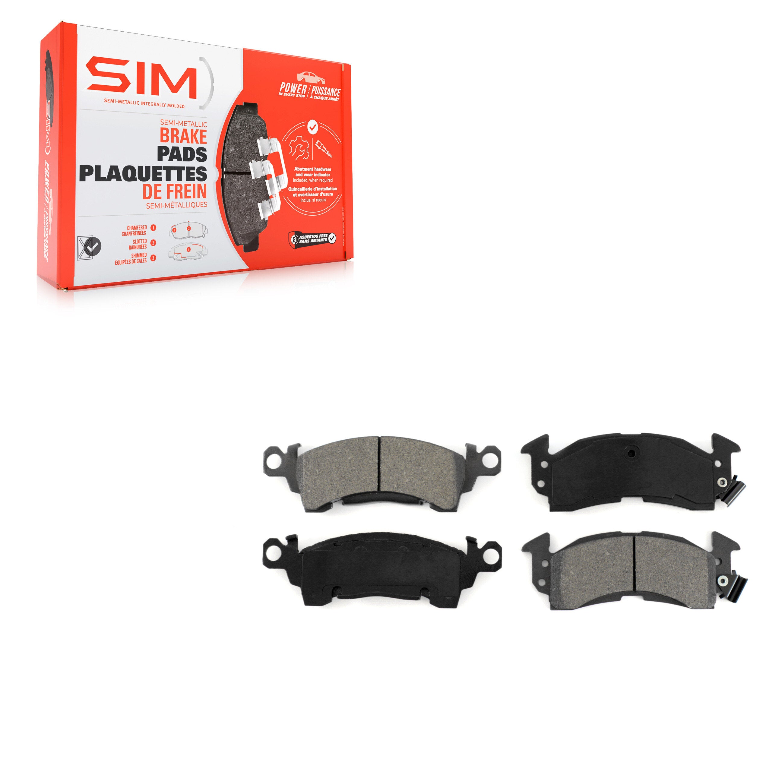 SIM SIM-52 Disc Brake Pad for 1980-2002 Chevrolet Caprice, Cadillac Commercial Chassis, Chevrolet Commercial Chassis - Front
