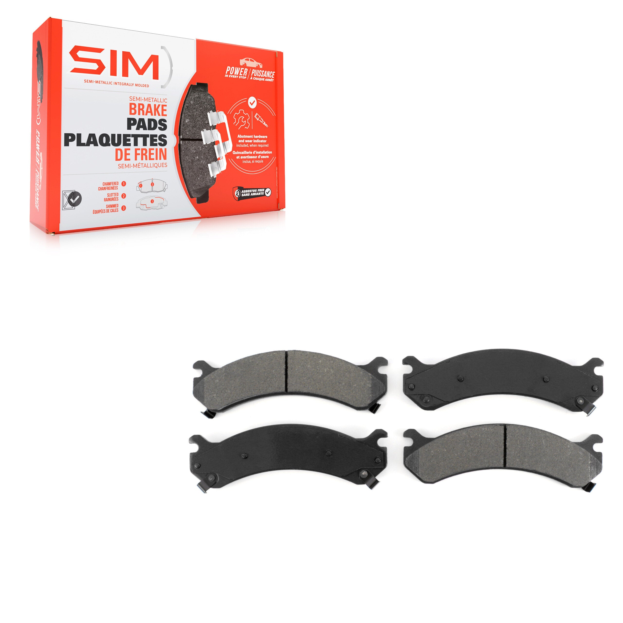 SIM SIM-784 Disc Brake Pad for 1999-2020 Chevrolet Express 4500, GMC Savana 4500, Chevrolet Silverado 1500 HD Classic - Front, Rear