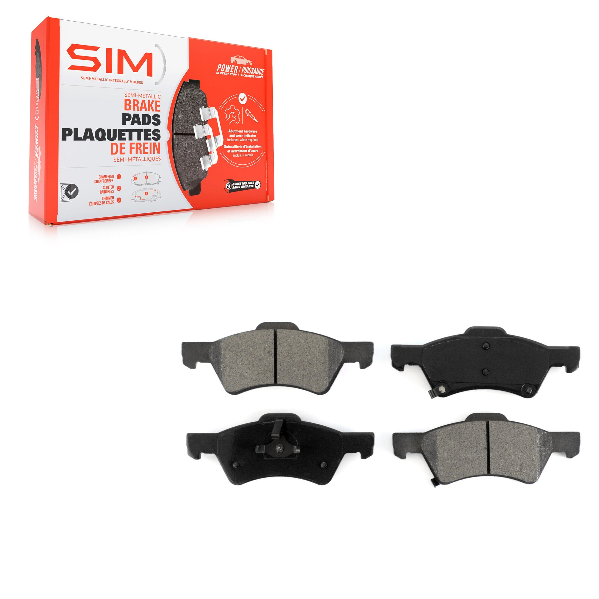 SIM SIM-857 Disc Brake Pad for 2001-2007 Dodge Grand Caravan, Chrysler Town & Country, Dodge Caravan - Front