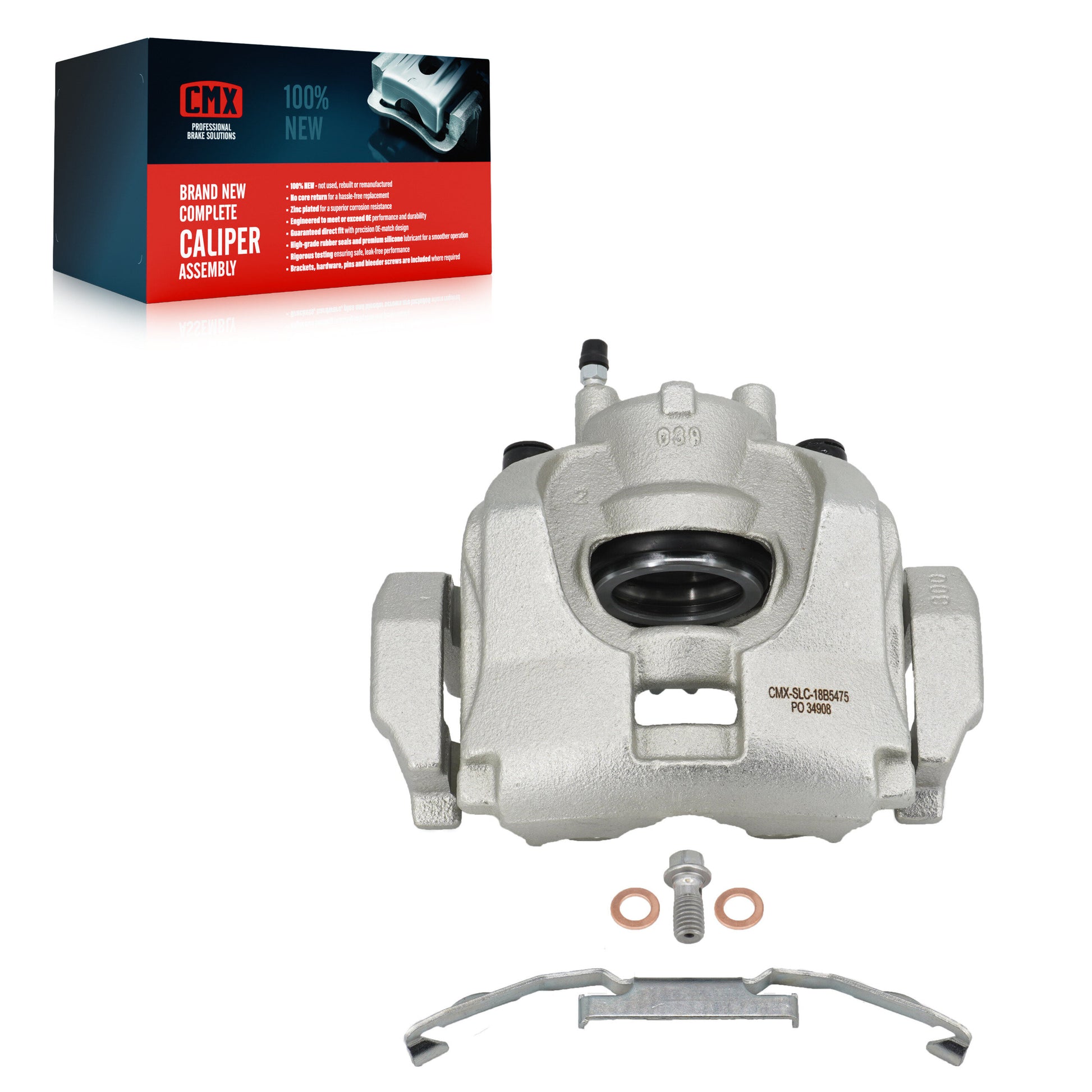 CMX SLC-18B5475 Disc Brake Caliper for 2013-2020 Ford Fusion, Ford Police Responder Hybrid, Lincoln MKZ - Front Right