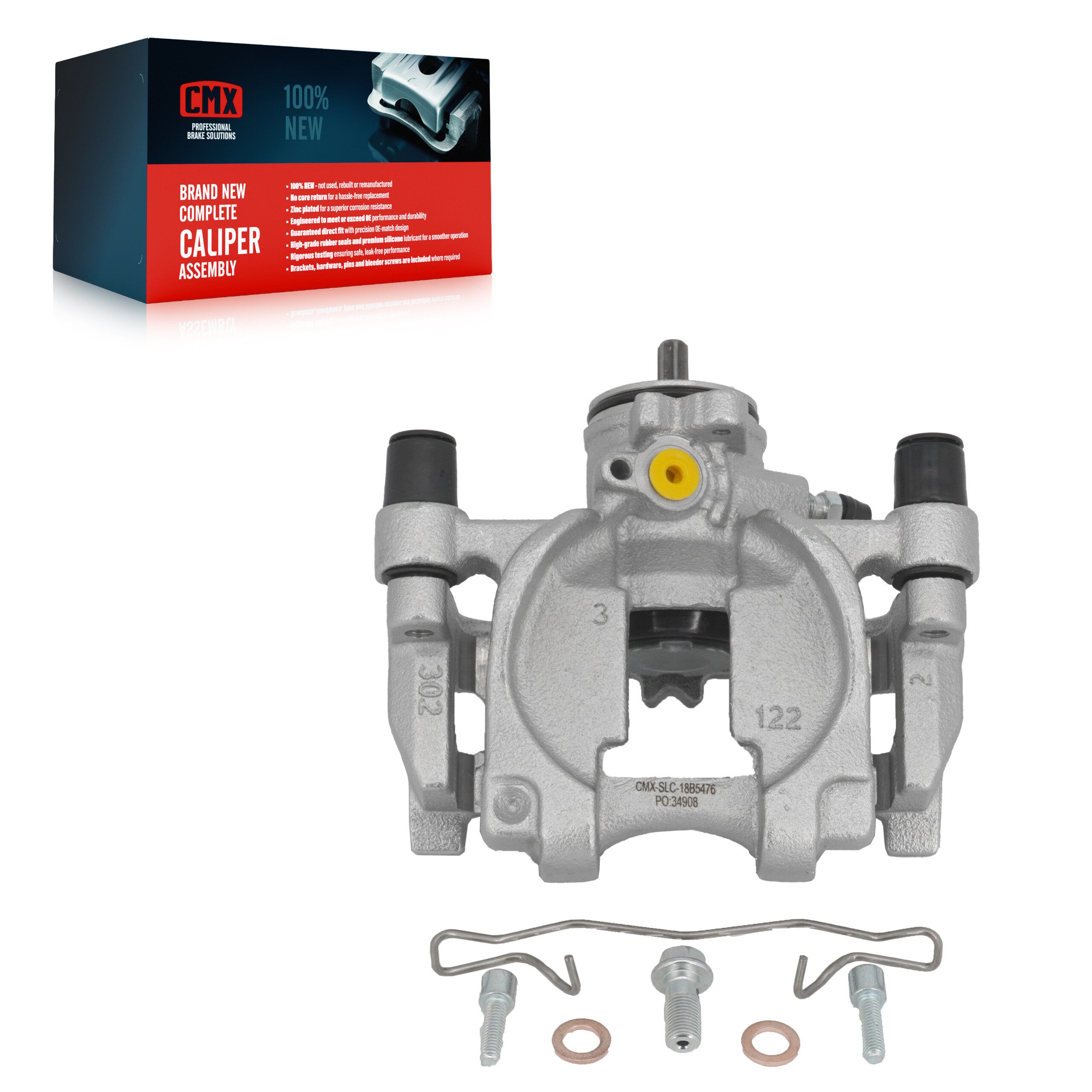 CMX SLC-18B5476 Disc Brake Caliper for 2013-2020 Ford Fusion, Ford Police Responder Hybrid, Ford SSV Plug-In Hybrid - Rear Right