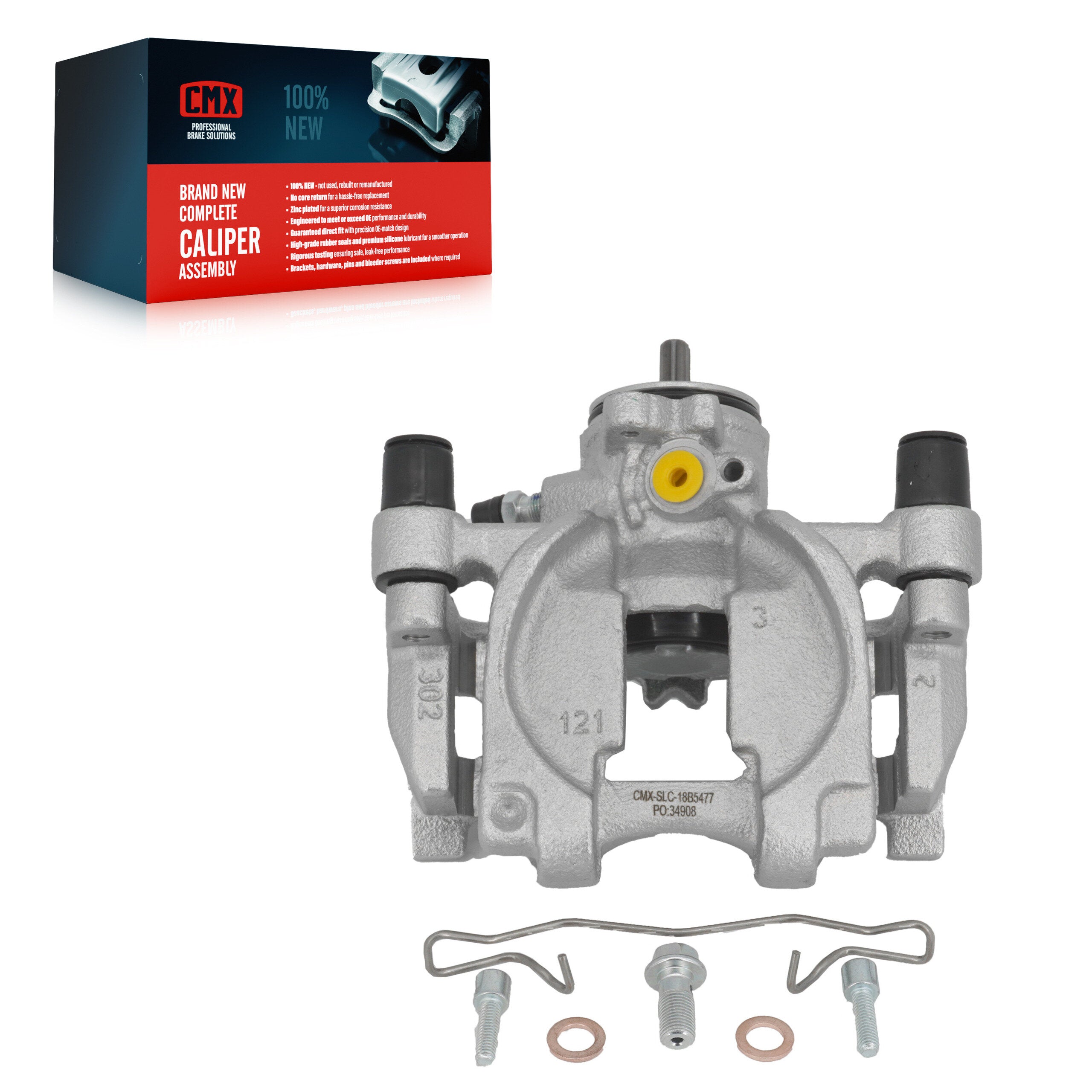 CMX SLC-18B5477 Disc Brake Caliper for 2013-2020 Ford Fusion, Ford Police Responder Hybrid, Ford SSV Plug-In Hybrid - Rear Left