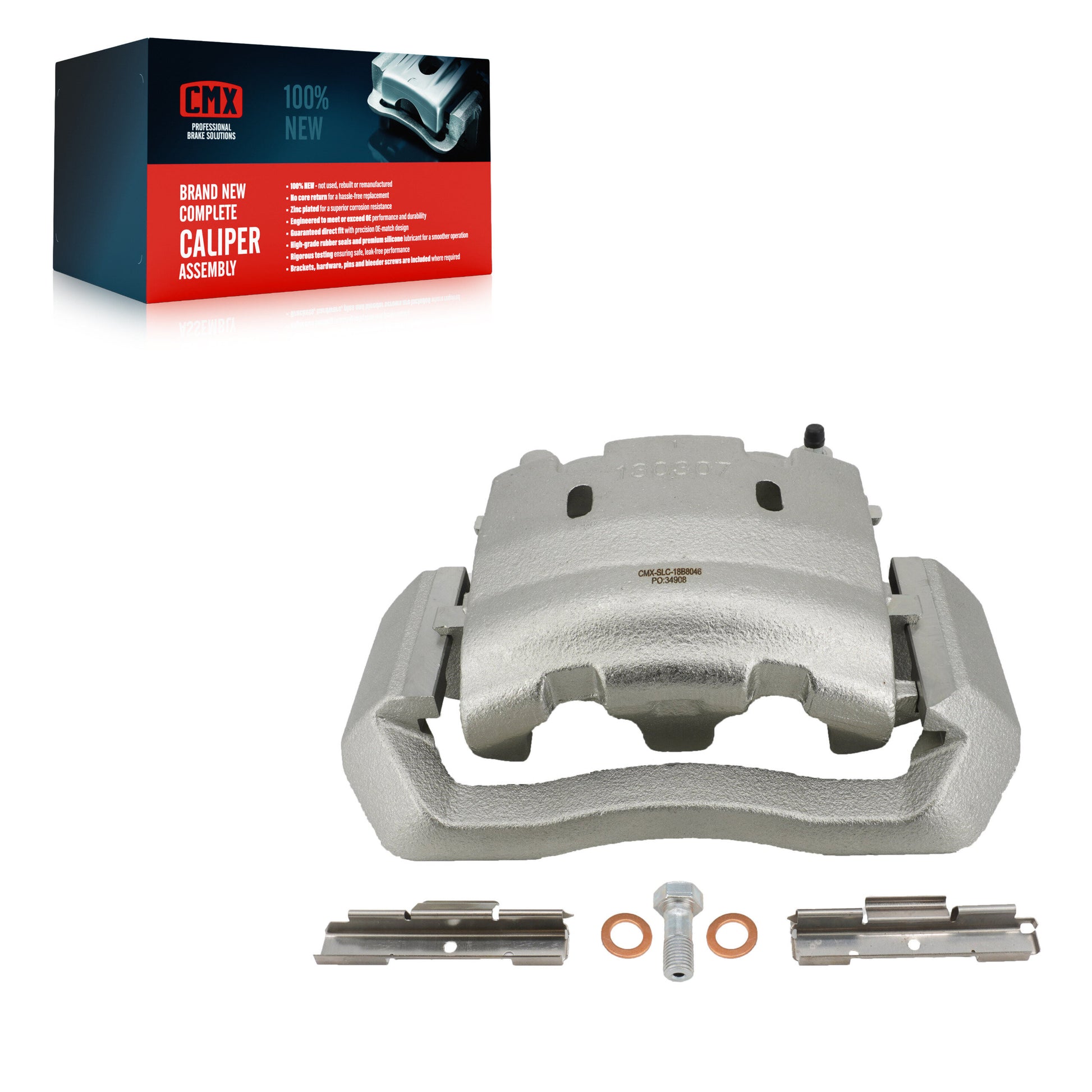 CMX SLC-18B8046 Disc Brake Caliper for 1999-2020 Ford F-59 Commercial Stripped Chassis, Ford F-53 Motorhome Chassis, Ford E-550 Super Duty - Front Left, Rear Left