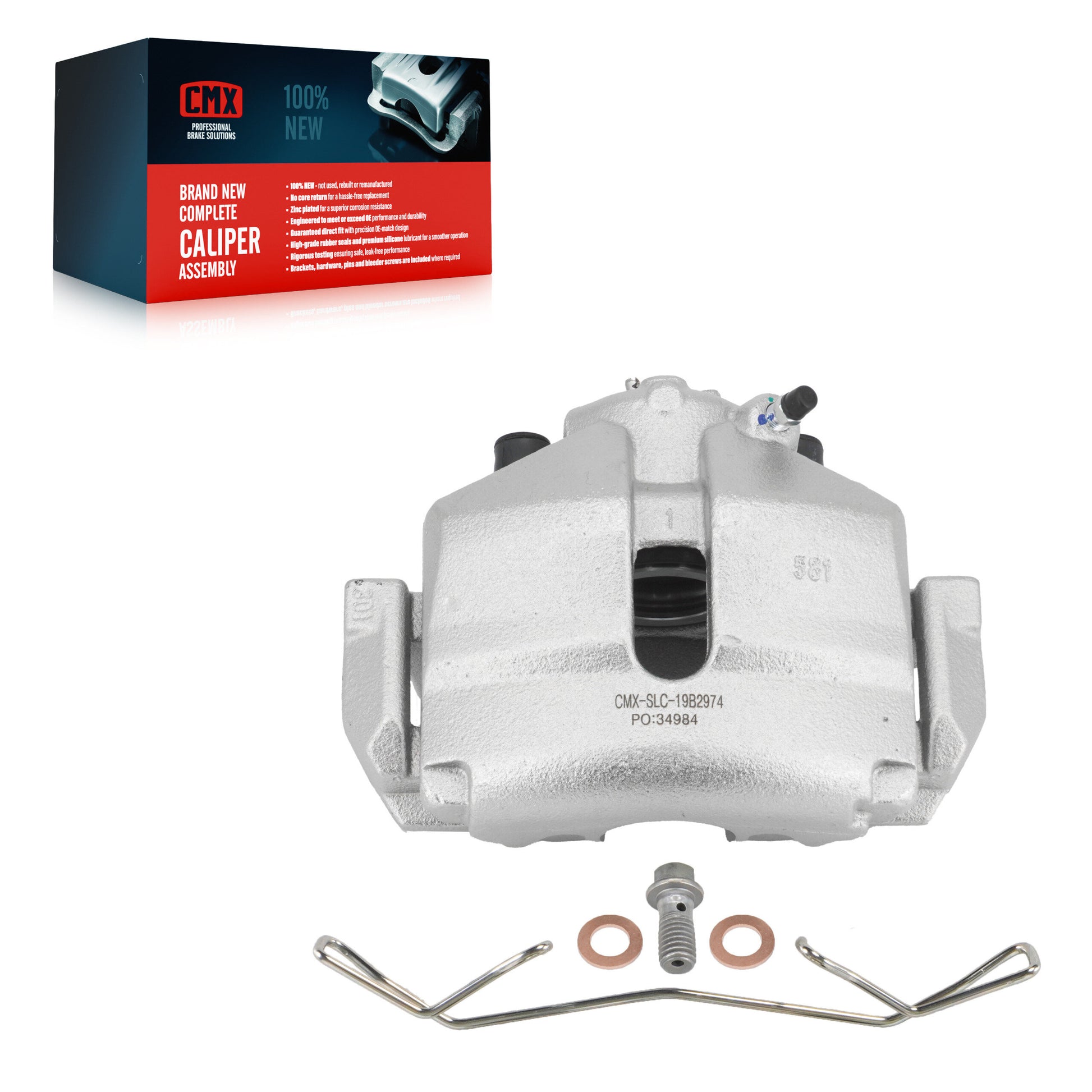 CMX SLC-19B2974 Disc Brake Caliper for 2005-2019 Volkswagen Beetle, Volkswagen Jetta, Volkswagen Golf - Front Left