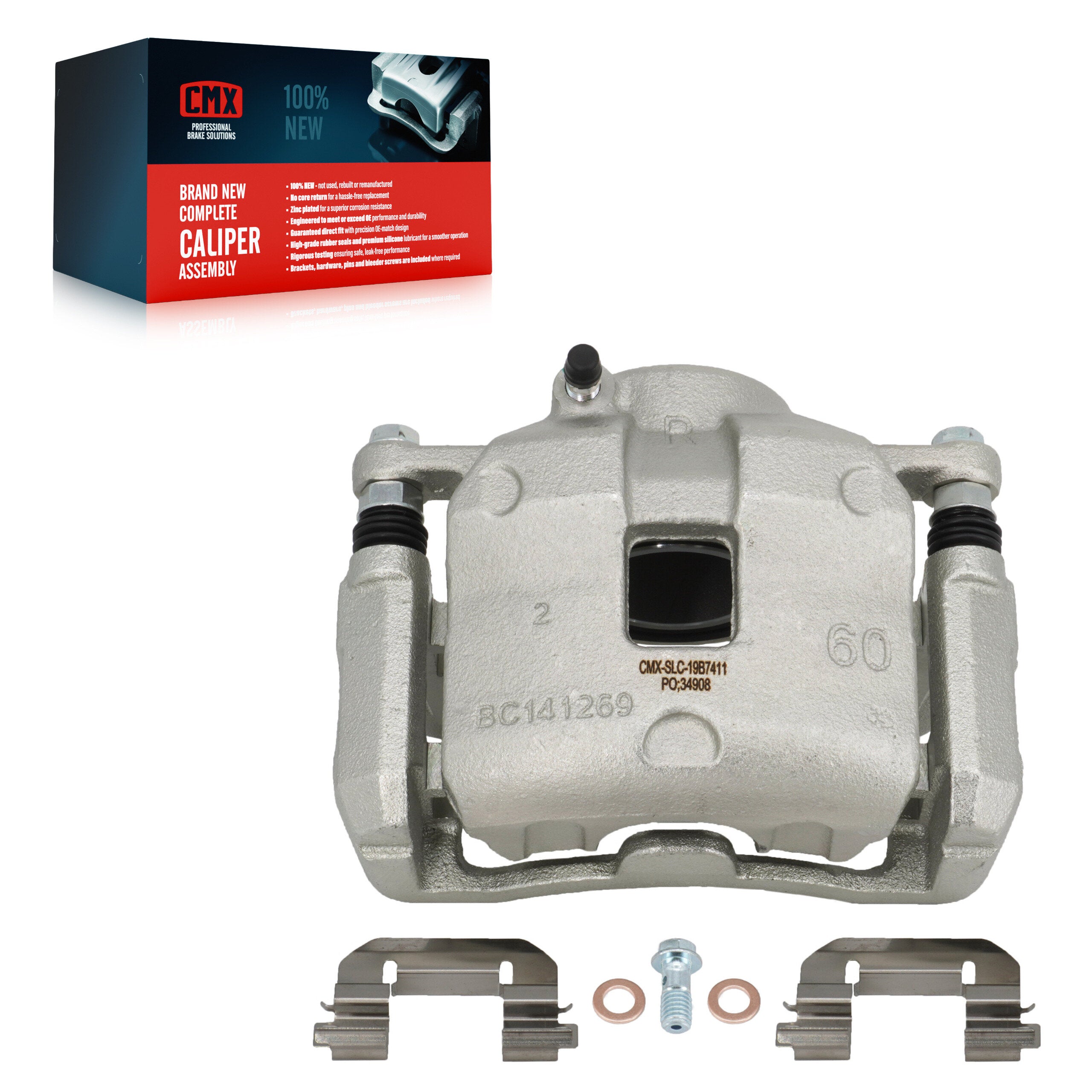 CMX SLC-19B7411 Disc Brake Caliper for 2016-2021 Hyundai Tucson, Kia Sportage - Front Right
