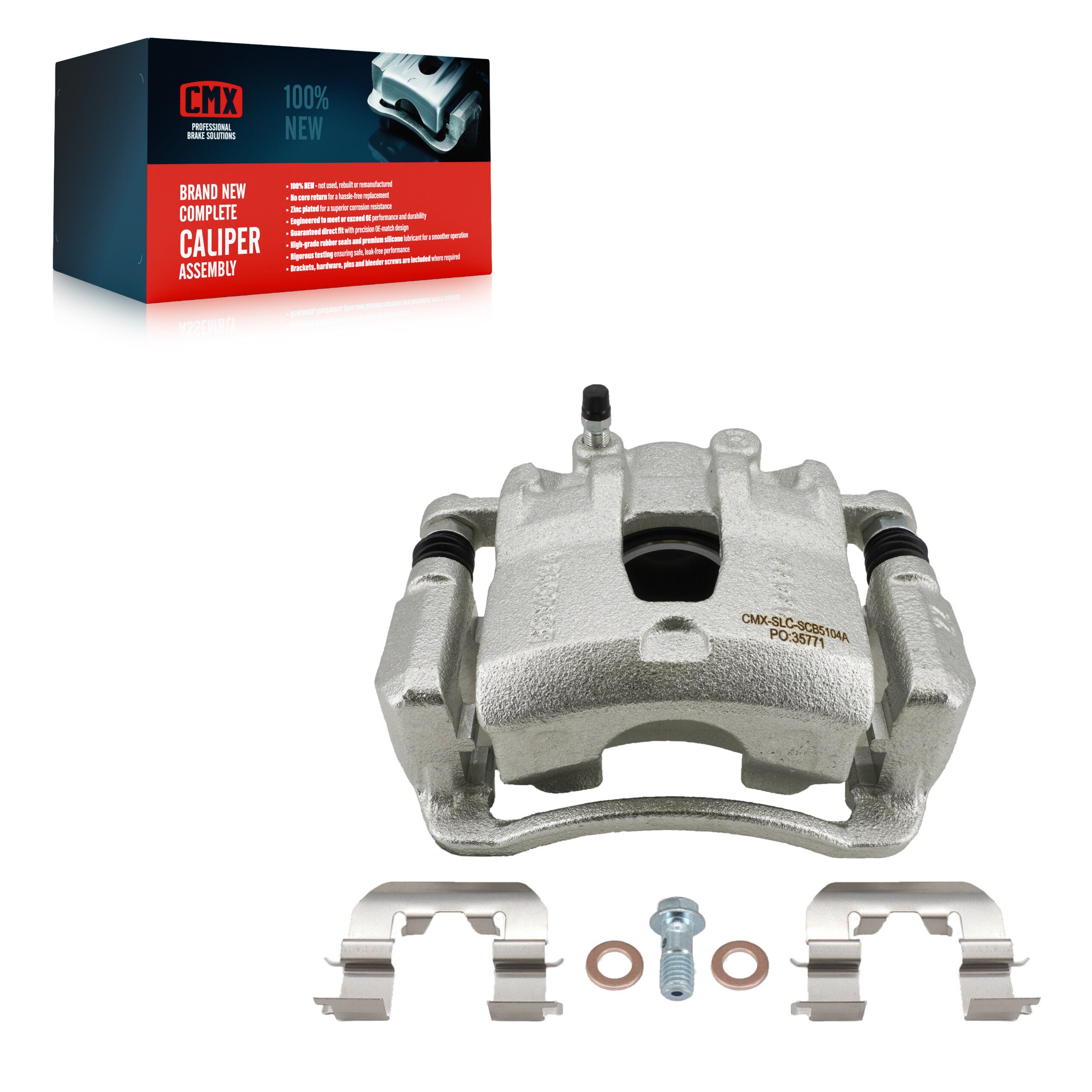 CMX SLC-SCB5104A Disc Brake Caliper for 2012-2023 Hyundai Accent, Kia Rio - Front Right