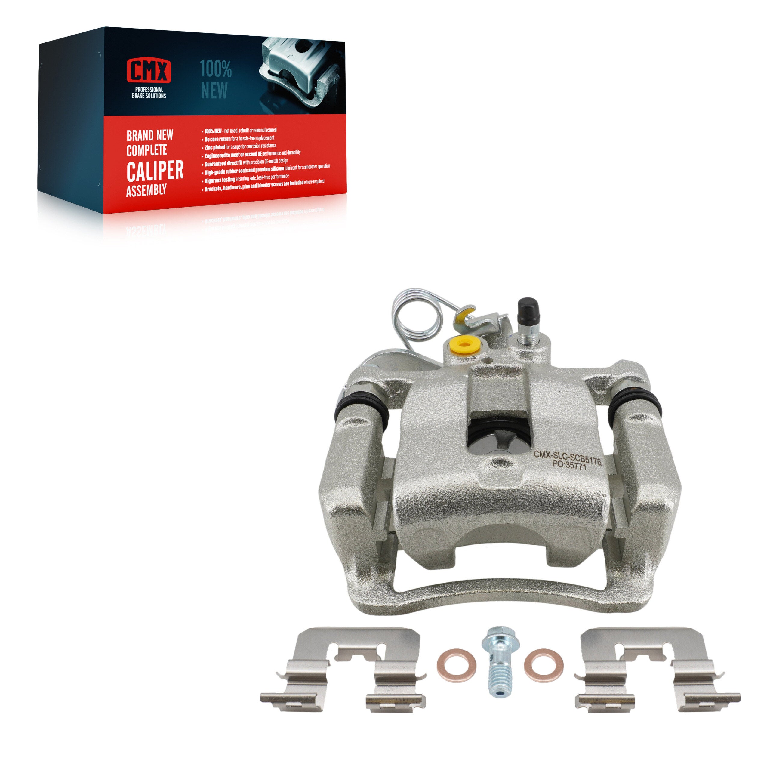 CMX SLC-SCB5176 Disc Brake Caliper for 2017-2023 Kia Rio, Hyundai Accent - Rear Right