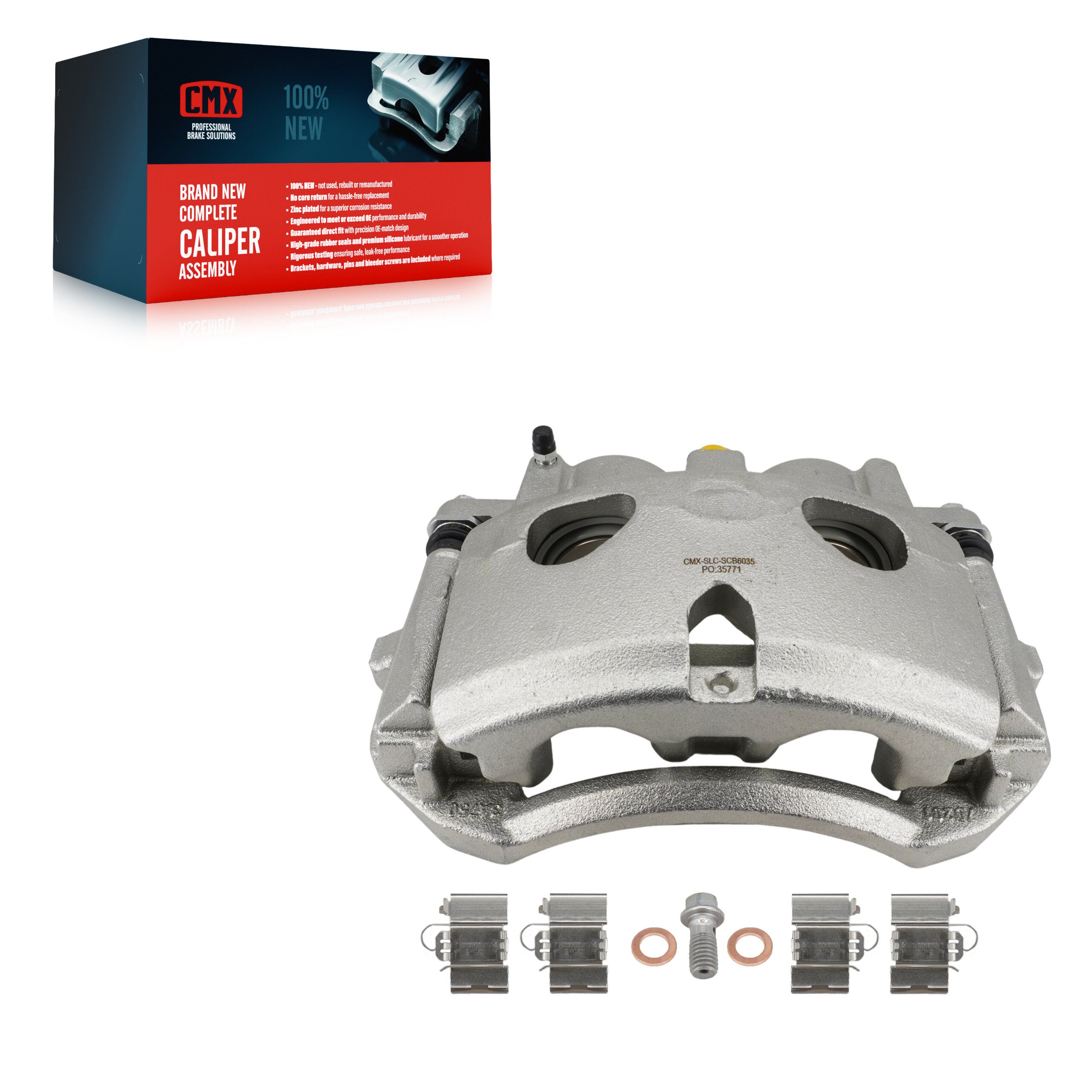 CMX SLC-SCB6035 Disc Brake Caliper for 2020-2025 Chevrolet Silverado 2500 HD, Chevrolet Silverado 3500 HD, GMC Sierra 2500 HD - Front Left
