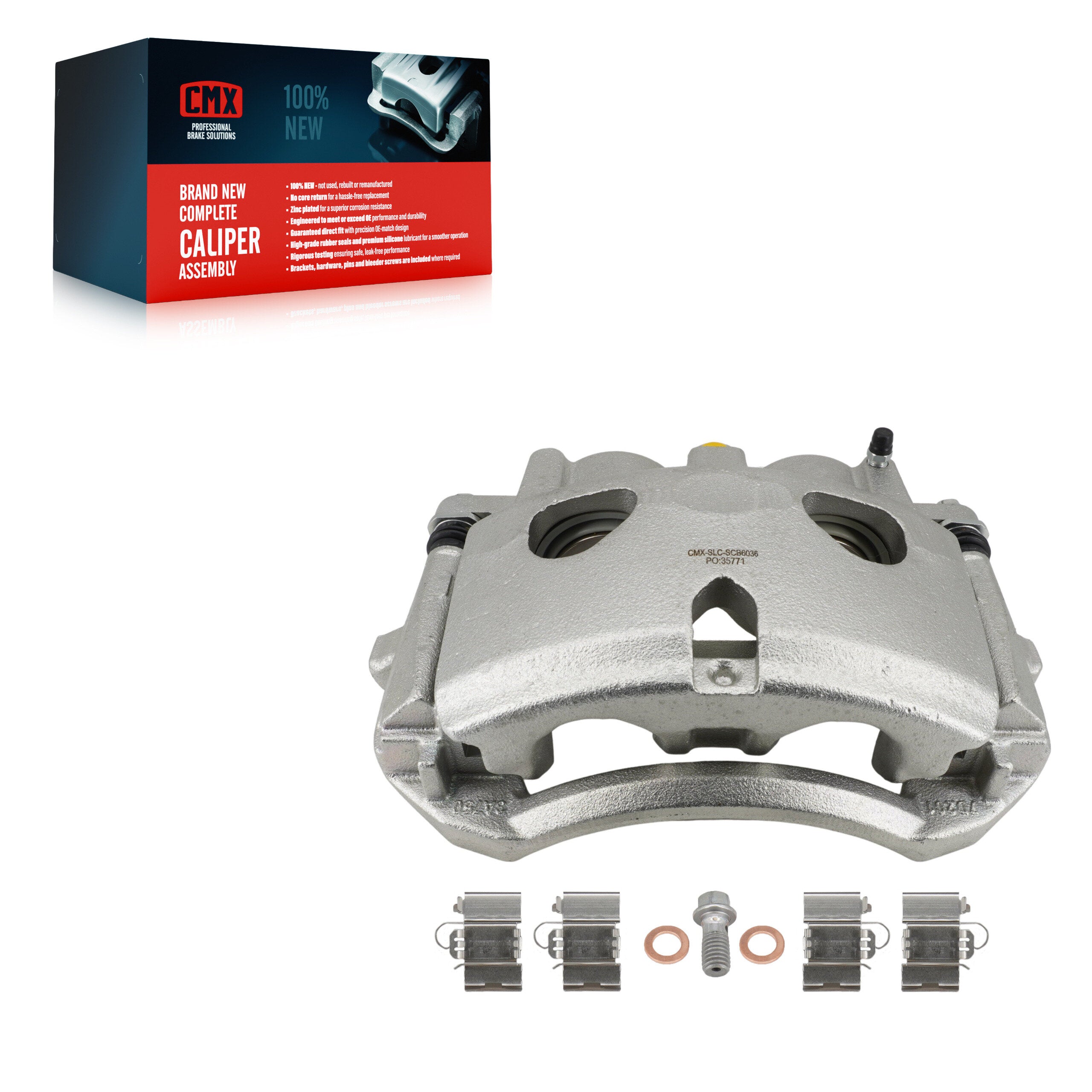 CMX SLC-SCB6036 Disc Brake Caliper for 2020-2025 Chevrolet Silverado 2500 HD, Chevrolet Silverado 3500 HD, GMC Sierra 2500 HD - Front Right