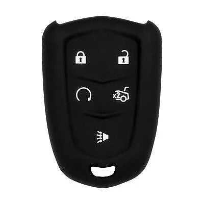Silicone Key Cover for Cadillac Escalade 2015-2020 HYQ2AB 13580812 (5 Button - Black)