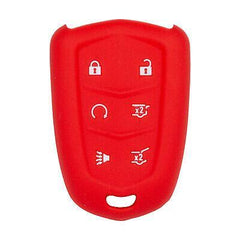 Silicone Key Cover for Cadillac Escalade 2015-2020 HYQ2AB 13580812 (6 Button - Red)