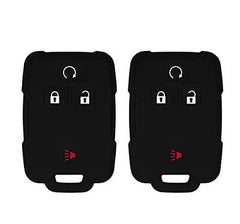Silicone Key Cover for Remote for GMC Sierra Canyon Silverado Colorado 2014-2021 M3N-32337100 22859397 (4 Button - Double Black)