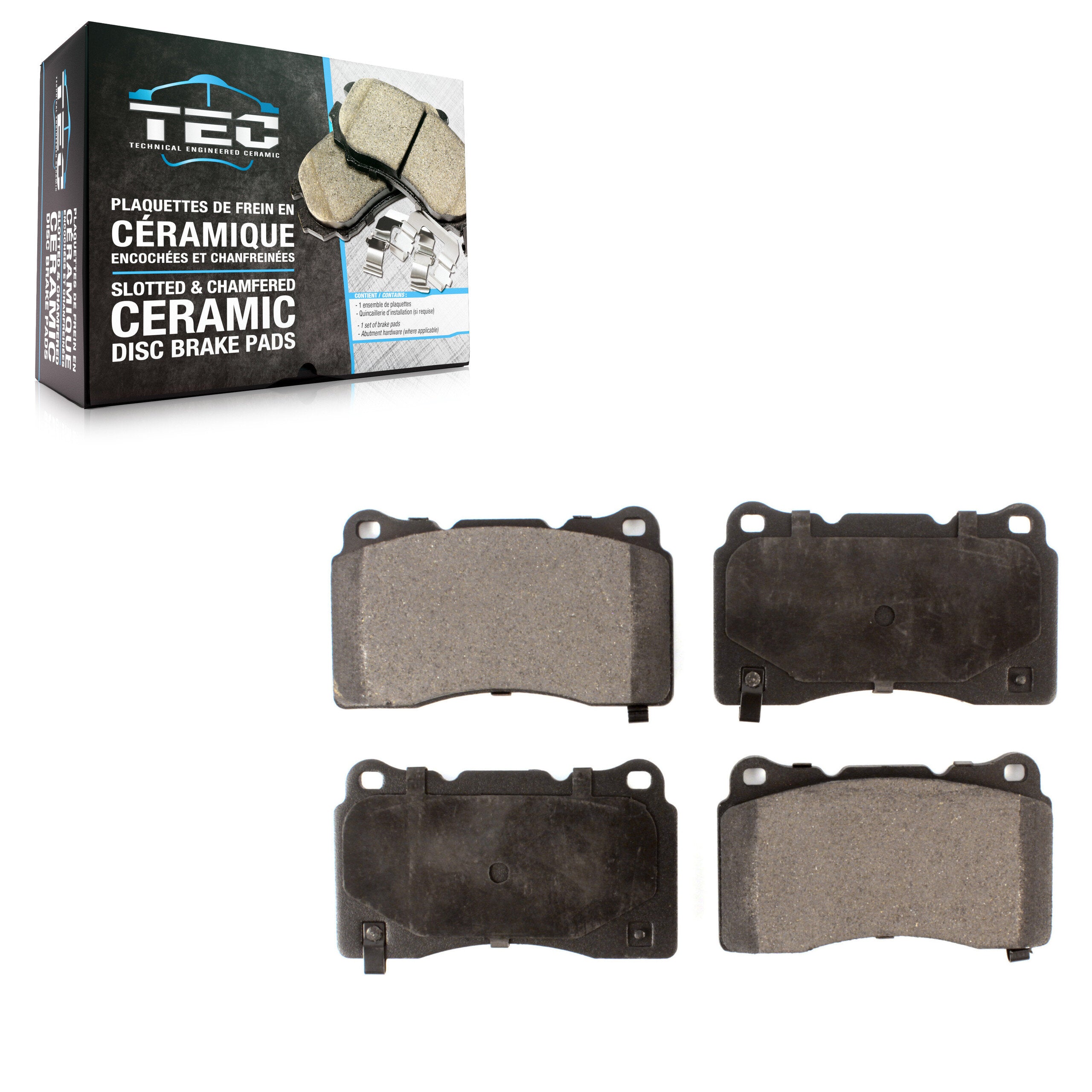TEC TEC-1001 Disc Brake Pad for 2003-2024 Honda Civic, Chevrolet Camaro, Tesla S - Front, Rear