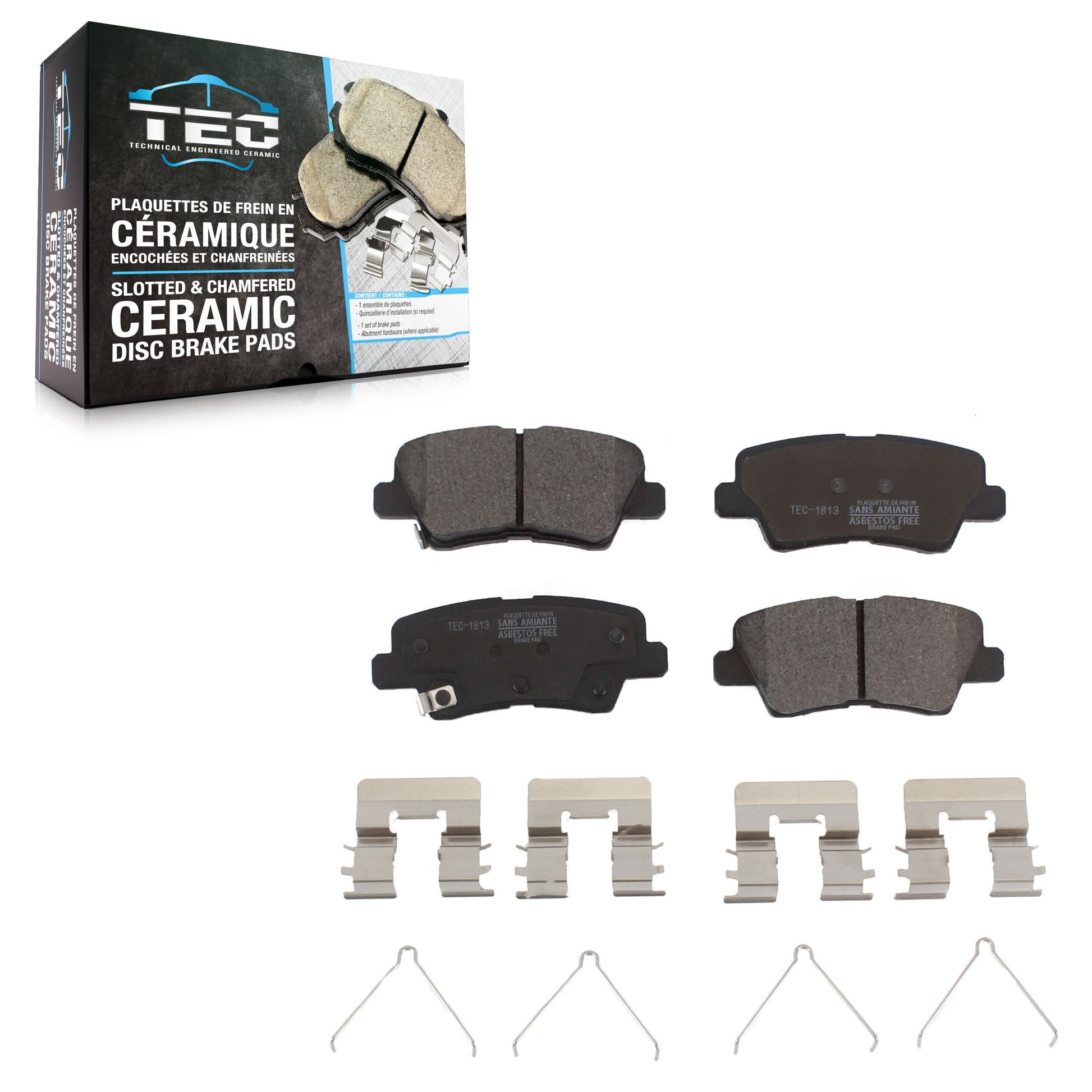 TEC TEC-1813 Disc Brake Pad for 2014-2024 Kia Forte, Kia Forte5, Hyundai Kona - Rear