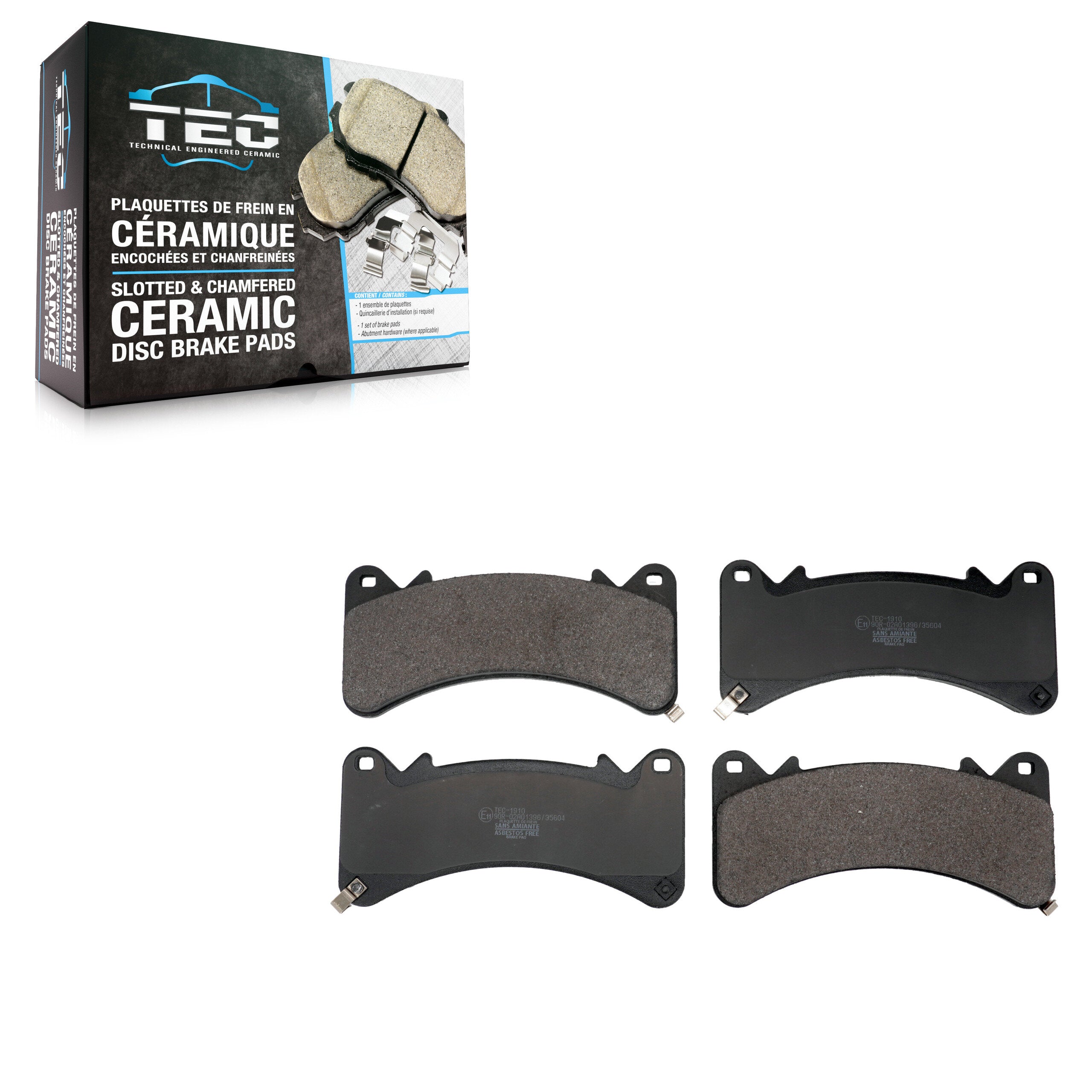 TEC TEC-1910 Disc Brake Pad for 2014-2022 Chevrolet Silverado 1500 LTD, GMC Sierra 1500 Limited, Chevrolet Silverado 1500 LD - Front
