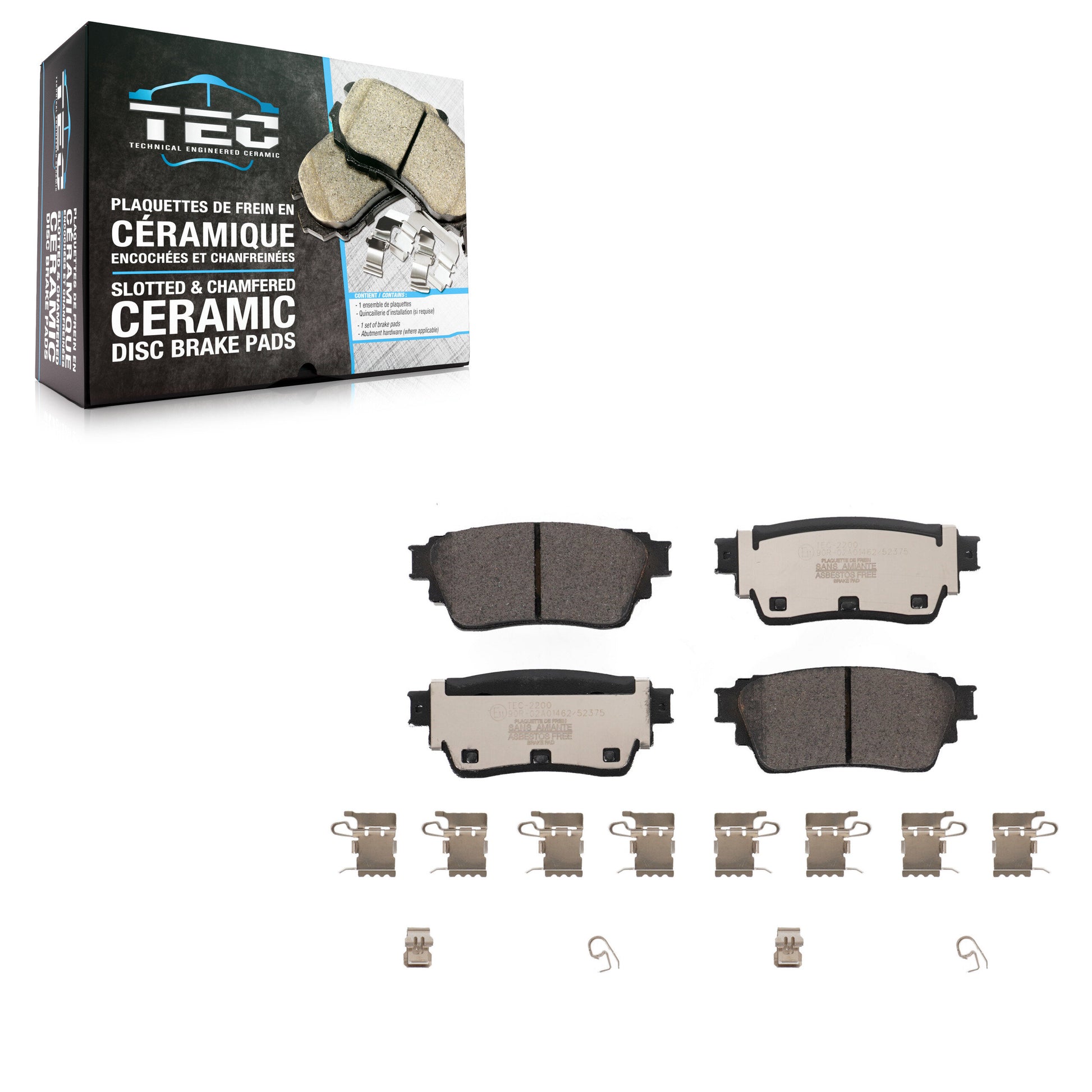 TEC TEC-2200 Disc Brake Pad for 2019-2025 Nissan Kicks Play, Mitsubishi Outlander PHEV, Nissan ARIYA - Rear